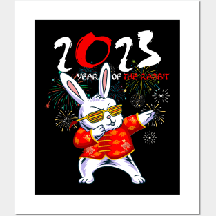 Dabbing Bunny Chinese New Year 2023 Year Of the Rabbit Posters and Art